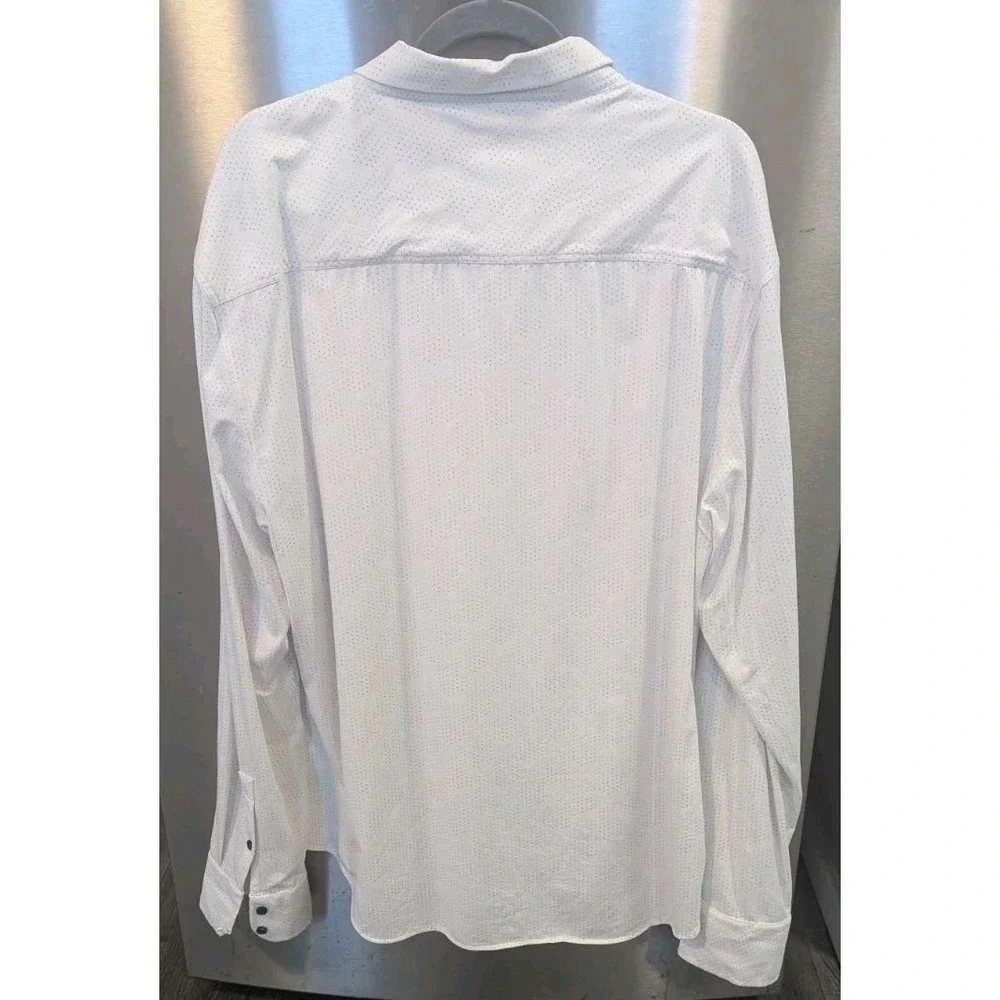 J.B. Holt Shirt XXL Athletic Fit Geometric White Button Up Long Sleeve‎